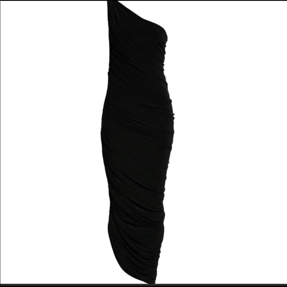 Norma Kamali Diana black one shoulder dress M Nwot